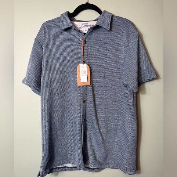 Weatherproof Vintage NWT Men’s Short Sleeve Blue Button Up Shirt‎ Size Large - Picture 1 of 7